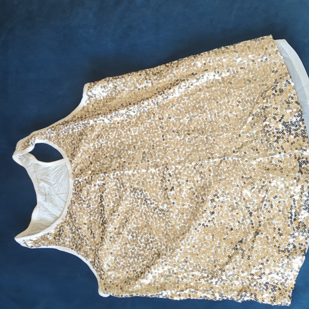 Women's Sequined Tee, Cream & Gold - Lane Bryant